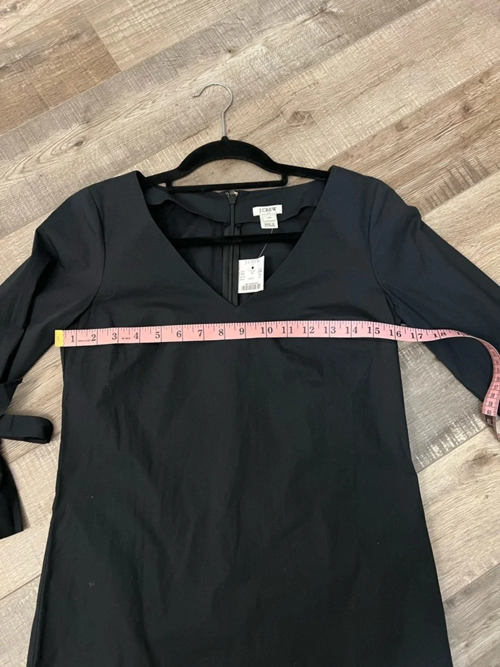 J. Crew black V-Neck Shift Dress with Tie-Sleeves Sz 00 NWT